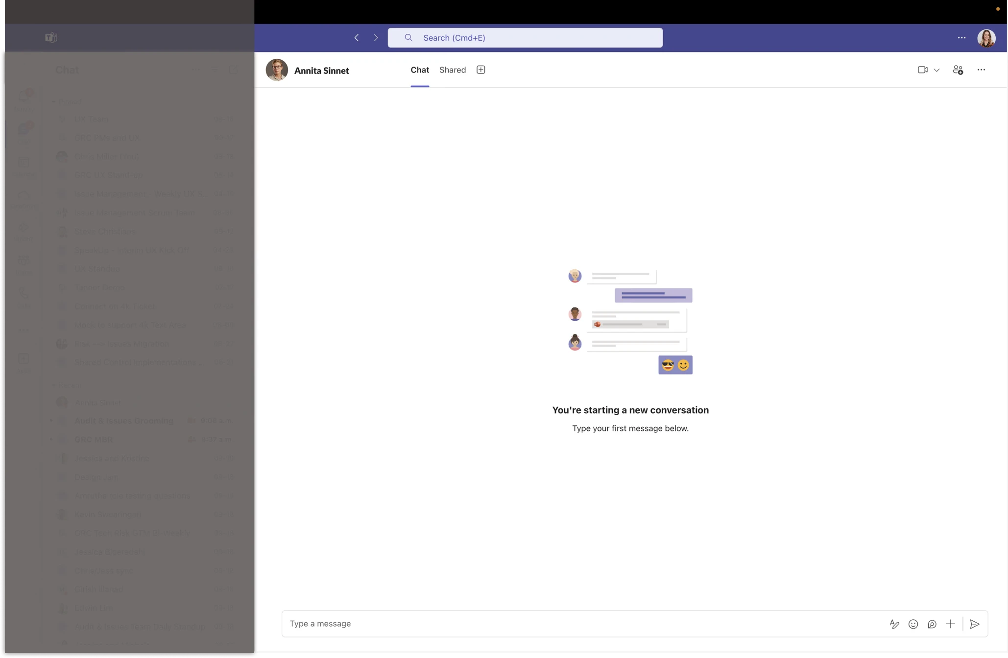 Teams' new chat window